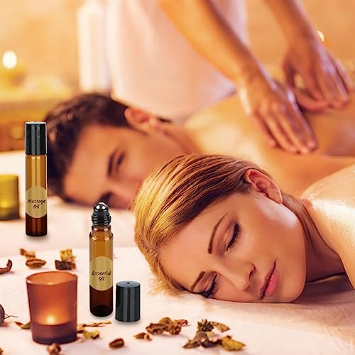 Ailvor Roll on Glasflaschen für Ätherisches Öl - 10 Stück Braune Flasche Leer 10ml, Nachfüllbar Rollon Flaschen für Öle, Duftstoff, Kosmetika, Massagen