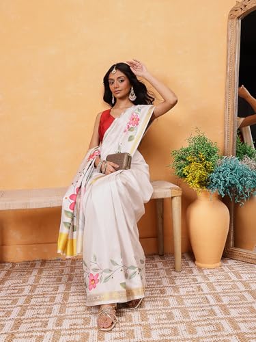 Image of Amazon Brand - Anarva Pattu Art Silk Woven Ready To Wear Saree Pink