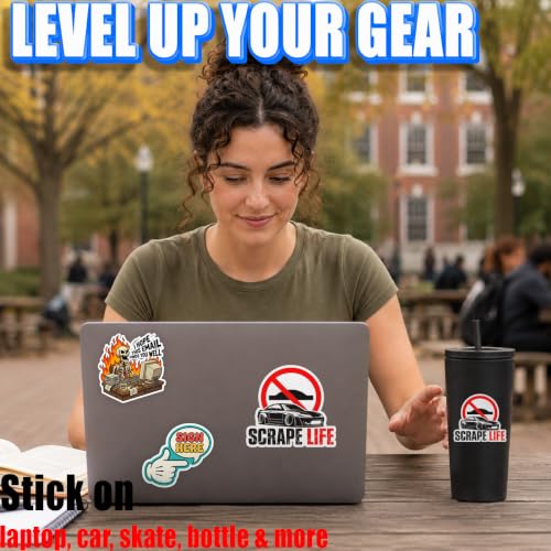 Image of 3PCS Scrape Life Car Stickers, Lowered Stance Car Waterproof Vinyl Decals Up to 3 inch for Bumper Truck Laptop Toolbox, Funny Car Guy Gift