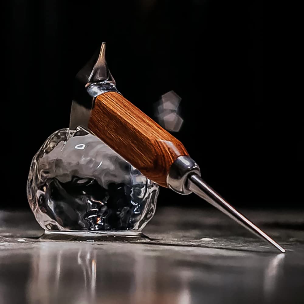 Rompighiaccio Portatile da 17 cm in Stile Giapponese con Manico in Legno per Bar, Cucina, Picnic, Campeggio