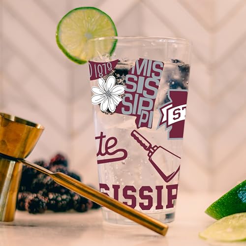Image of Logo Brands NCAA 16 oz Pint Glass - Durable Glass With Bold Team Color- Chip-Resistant Rim Drinkware For Fans, Tailgates, Home Bars & Everyday Use