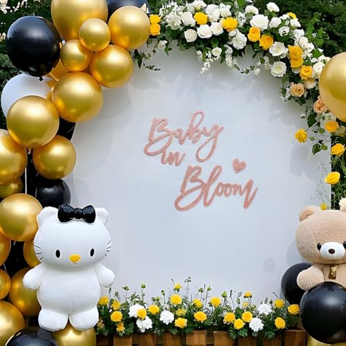 Image of Rose Gold Baby in Bloom Sign Baby Shower - Large Glitter Baby Shower Felt Banner Letters for Arch Backdrop Gender Reveal Girl or Boy Theme Pregnancy Announcement Party Wall Decorations