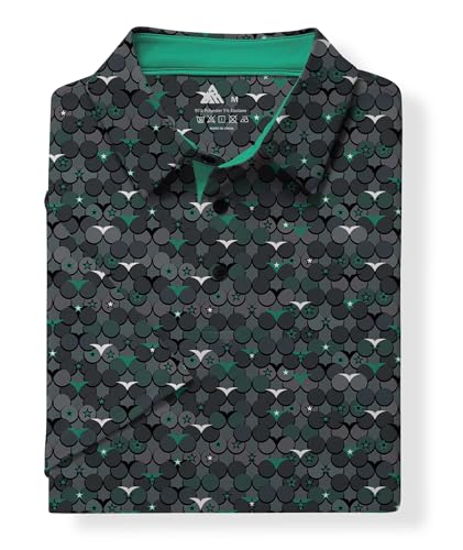 Image of ZITY Mens Golf Polo Shirts Short Sleeve UPF 50+ Performance Moisture Wicking Print Pattern Casual Collared Golf Shirt for Men