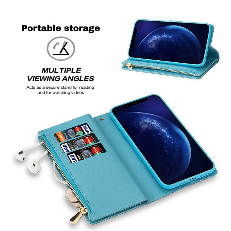 Pour iPhone 14 (6,1 pouces (couleur : bleu) Étui portefeuille à rabat magnétique en cuir à la mode pour smartphones