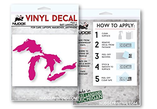 Image of Great Lakes Sticker Michigan Car Decal Premium Heavy-Duty Waterproof Vinyl for Bumpers, Windows, Laptops, Water Bottles or Coolers (Hot Pink, 4.75 inch Wide)