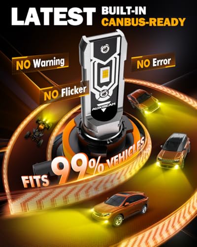Image of Auxbeam Q5 Series H11 H8 H9 Fog Lights Golden Yellow Offroad Lights 10000LM | 400% brightness, quick installation, all in one design, fanless, quiet, plug and play, 3000k golden yellow