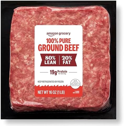 Amazon Grocery, Ground Beef, 80% Lean/20% Fat, 1 lb