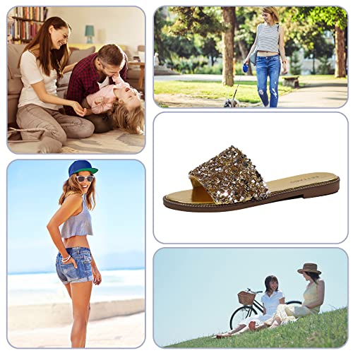 EETTARO Women's Glitter Shiny Slide Sandals Sparkle Fancy Flat Slippers Slip-on Jeweled Shoes3