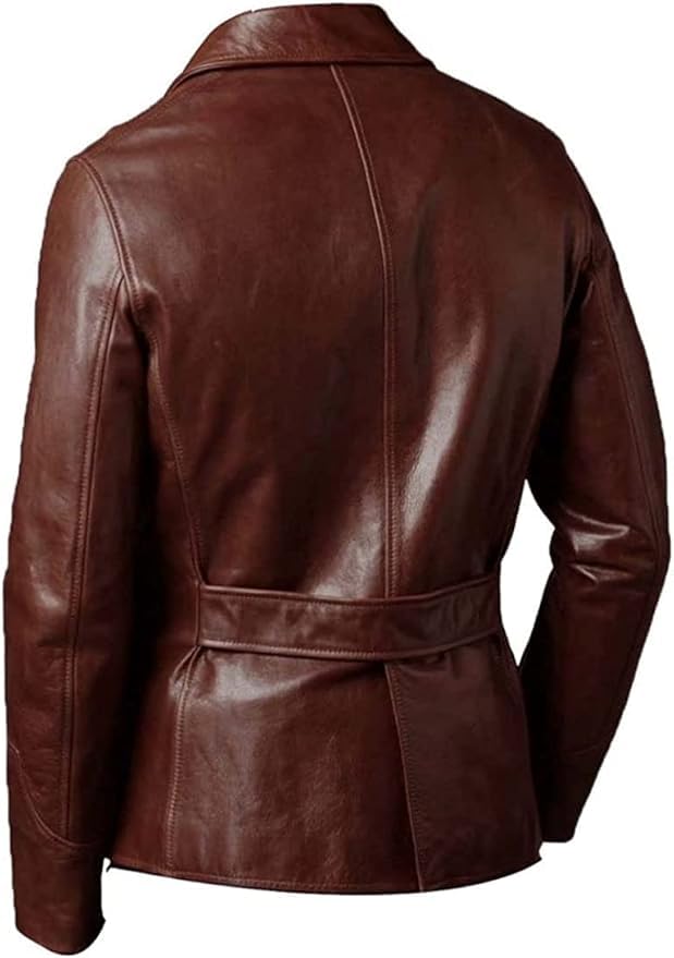 Hifa Men's Real Sheep Leather Blazer Coat. Vintage Style Four Pocket With Button Closure Genuine Leather Jacket2