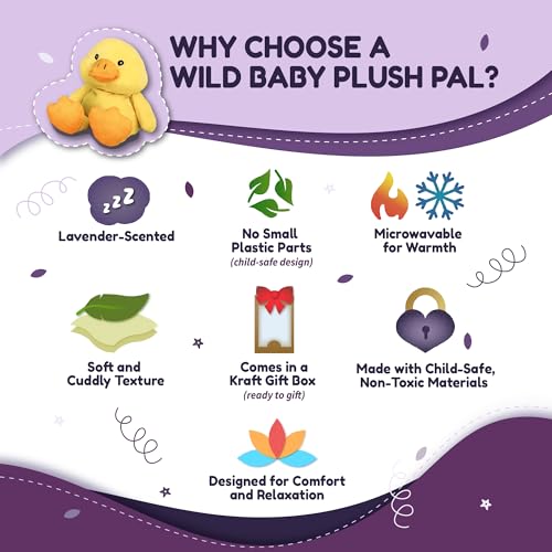 WILD BABY Microwavable & Weighted Plush Toy - Duck Stuffed Animal for Comfort & Warmth - Soft, Heatable Plushie for Snuggles - Great for Kids, Toddlers & All Ages
