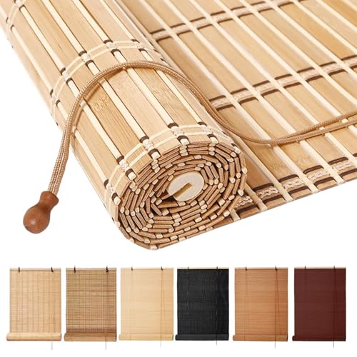 Bamboo Blinds, Easy to Install Bamboo Shades for Indoor Windows, Custom Sizes Roller Shades for Indoor Windows, Roll Up Blinds Indoor Outdoor Patio