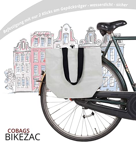 BikeZac 2.0 von COBAGS | FAHRRADTASCHE Clip-On EINKAUFS-Tasche | Fahrrad-Einkaufstasche | Gepäckträger-Tasche, Farbe:Cobags Simply Grey