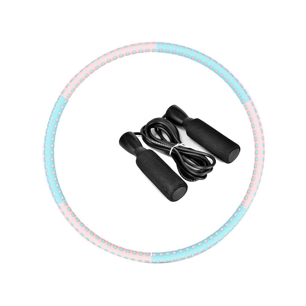 Cerchio di fitness Saltare la corda + Fitness Hula Hoops, peso di calibrazione libero 2-4kg ponderato Hula Hoop for adulti Esercizio, staccabile Hoola Hoops for adulti e adolescenti perdita di peso &