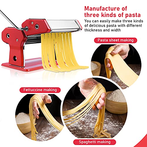 Pasta Machine, 150 Roller Pasta Maker, 9 Adjustable Thickness Settings Noodles Maker with Aluminum Alloy Rollers and Cutter,Perfect for Spaghetti, Fettuccini, Lasagna or Dumpling Skins