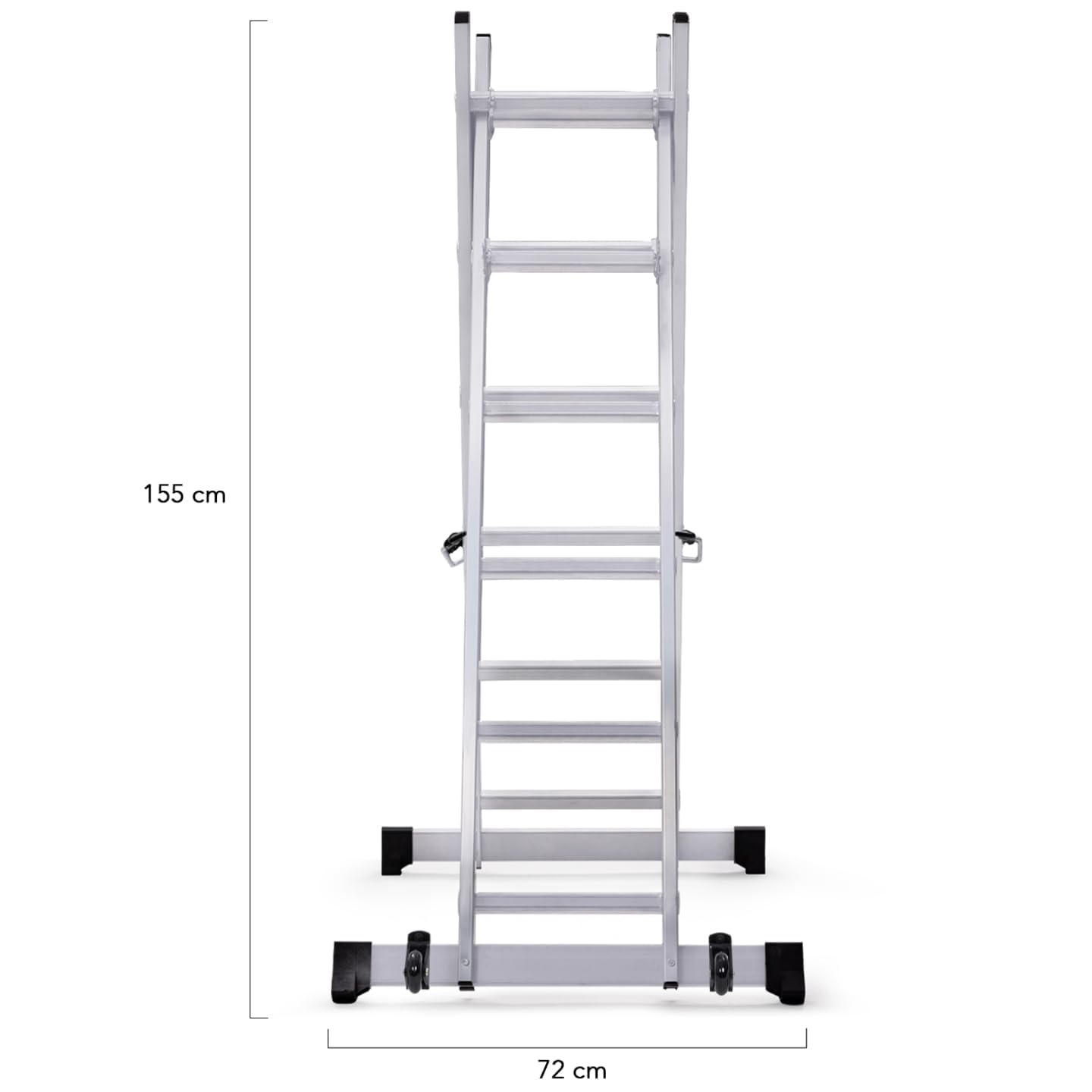 IDMarket - Andamio de aluminio con escalera multifuncional y plataforma modular sobre ruedas, altura 165 cm