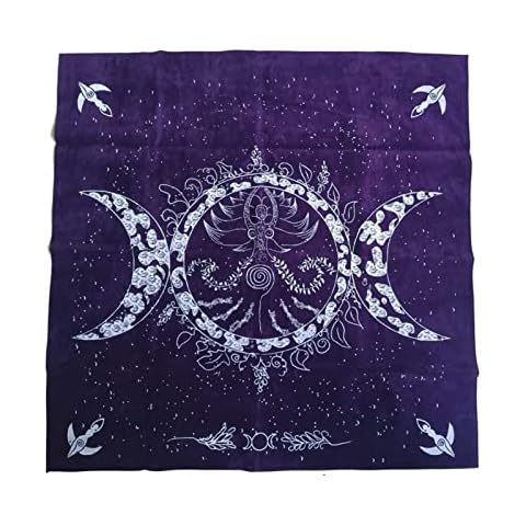 Tablecloth Tarot Cards Table Napkins Three Moon Phase Goddess Altar Cloth for Witchcraft Bar Home Wall Decor Divination Board Game Cover
