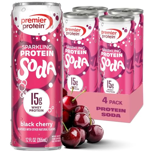 Image of Premier Protein Sparkling Protein Soda, Black Cherry, 15g Whey, 4 Pack