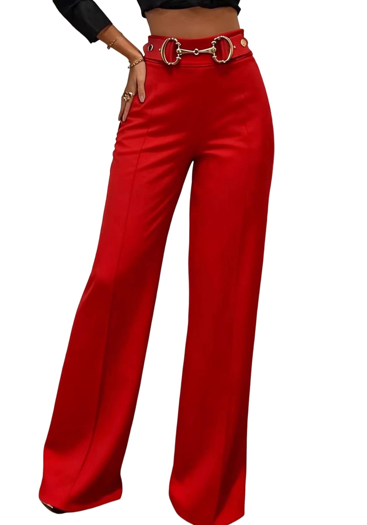 Tcremisa Womens Wide Leg Dress Pants Trendy 2025 High Waist Long Slacks Stretchy Trousers for Business Work Office