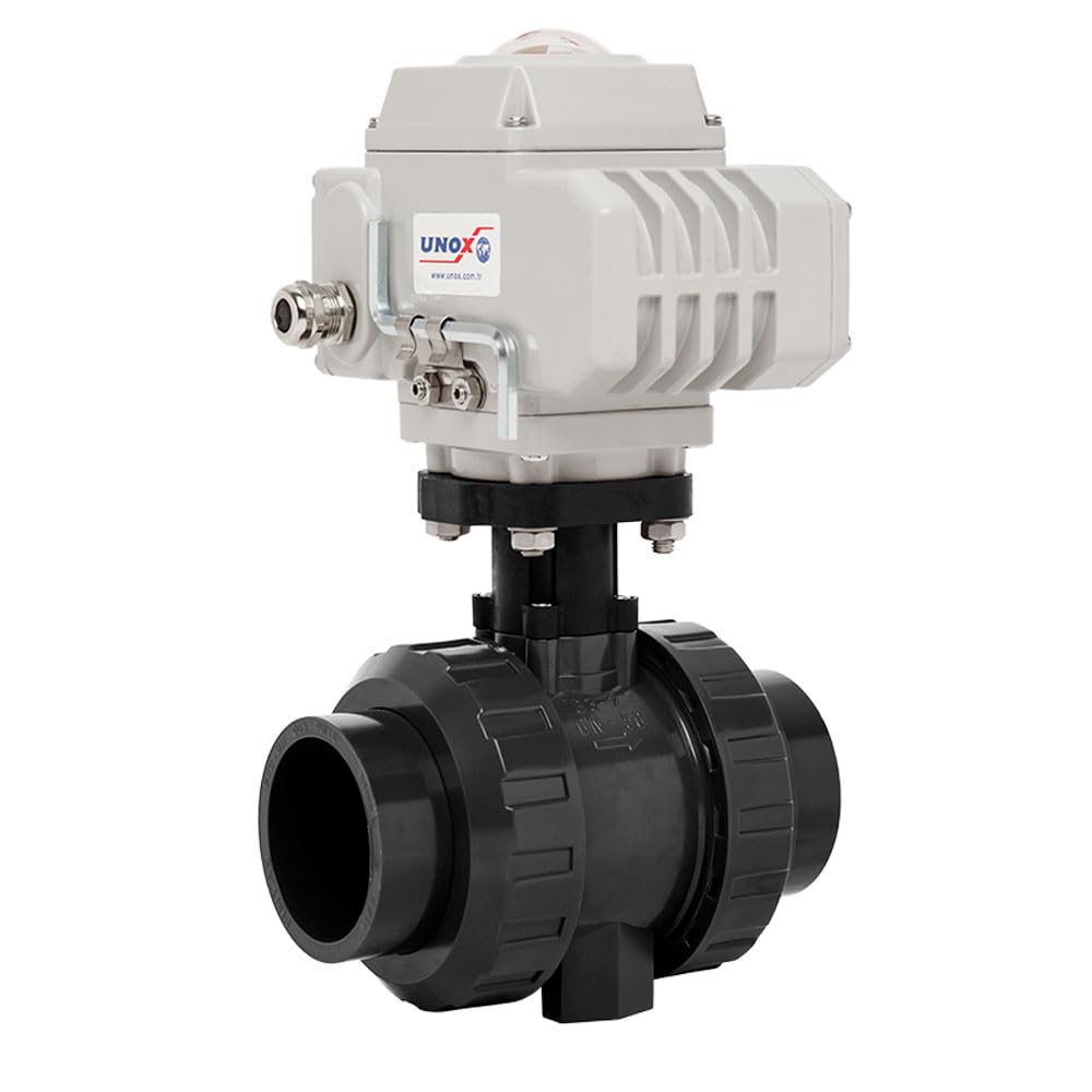 Unox 220V AC Electric Actuated Ø90 (3") U-PVC Ball Valve, Motorized Ball Valve For Water - PN16