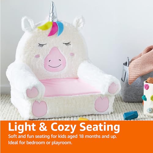 Amazon Basics Children's Plush Toddler Chair for Bedroom, Easy to Clean, Unicorn, Medium, Multicolor