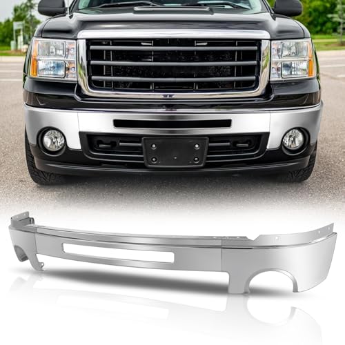 Auto Dynasty Front Bumper Impact Face Bar Compatible with 2007-2013 GMC Sierra 1500, 2007-2010 Sierra 2500HD 3500HD, with Fog Light & Tow Package, Polished Chrome