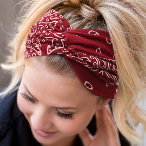 Image of DRESHOW 4 Pack Turban Headbands for Women Wide Vintage Head Wraps Knotted Cute Hair Band Accessories
