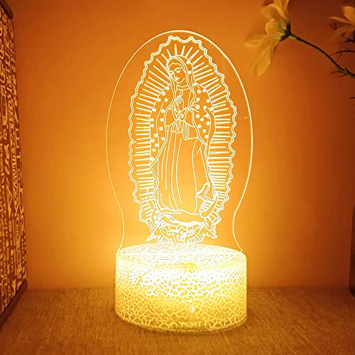 Lámpara de noche ilusión 3D Virgen María multicolor miniatura 2