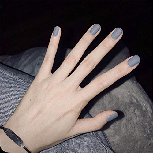 Cagora Coffin Press on Nails French Ballerina Fake Nail Matte Full Cover Acrylic Nail Extra Long False Nails Artificial Nails Tips for Women and Girls (O-Light Blue Short)