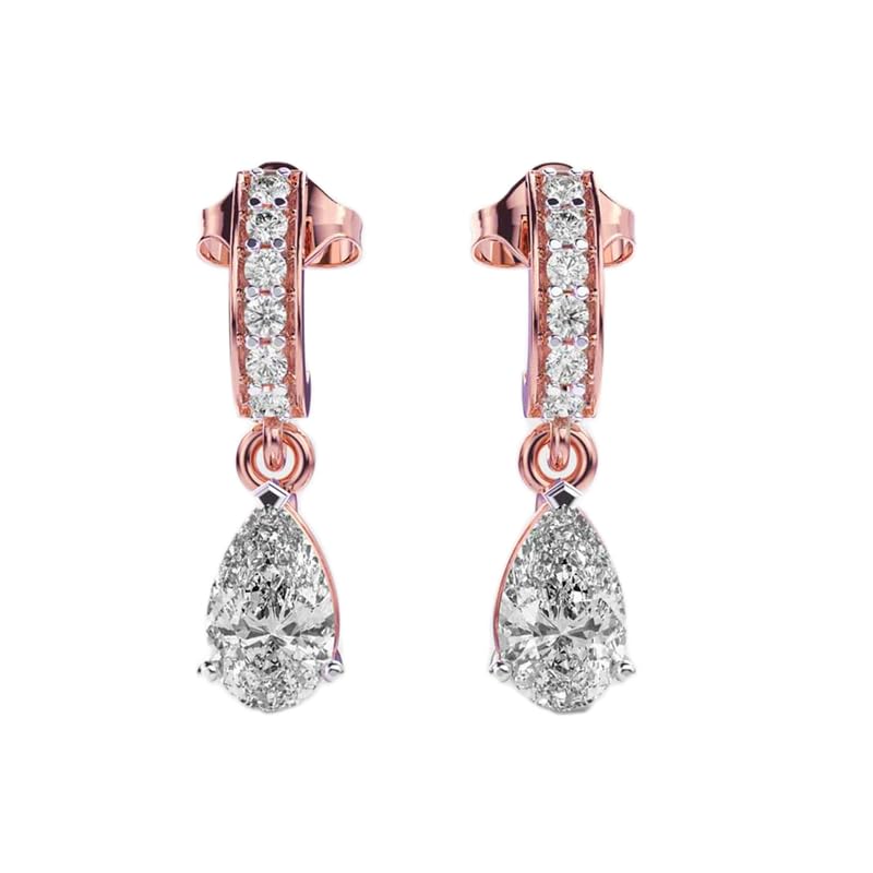 Boucles d'oreilles pendantes argent sterling 925 plaqué or pierre 1,56 ct