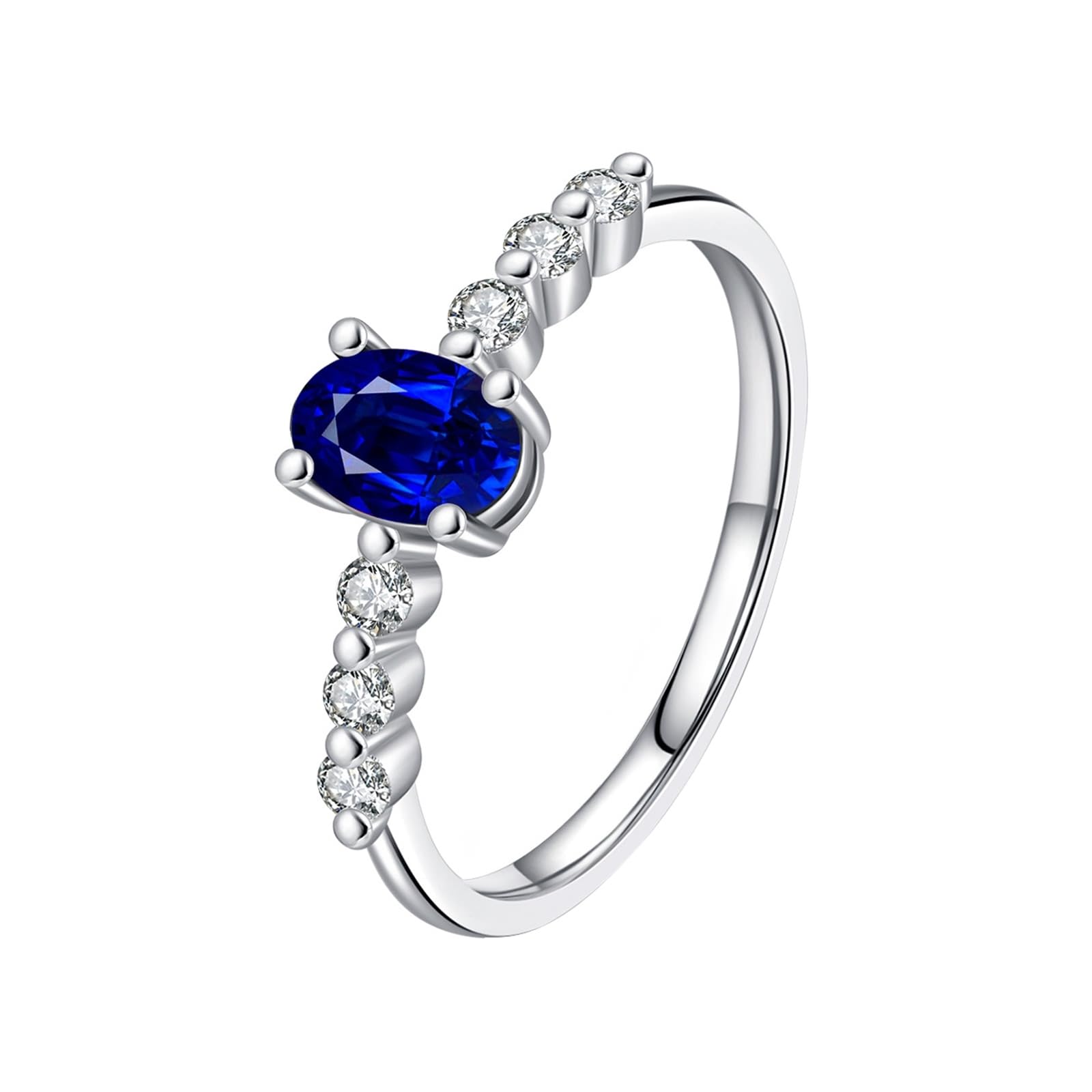 Bijoux Fantaisie Bleu Alliance Homme Platine Blanc 9/14K Au375/Au585 4X6mm Saphir Créé en Laboratoire pour Mère Épouse