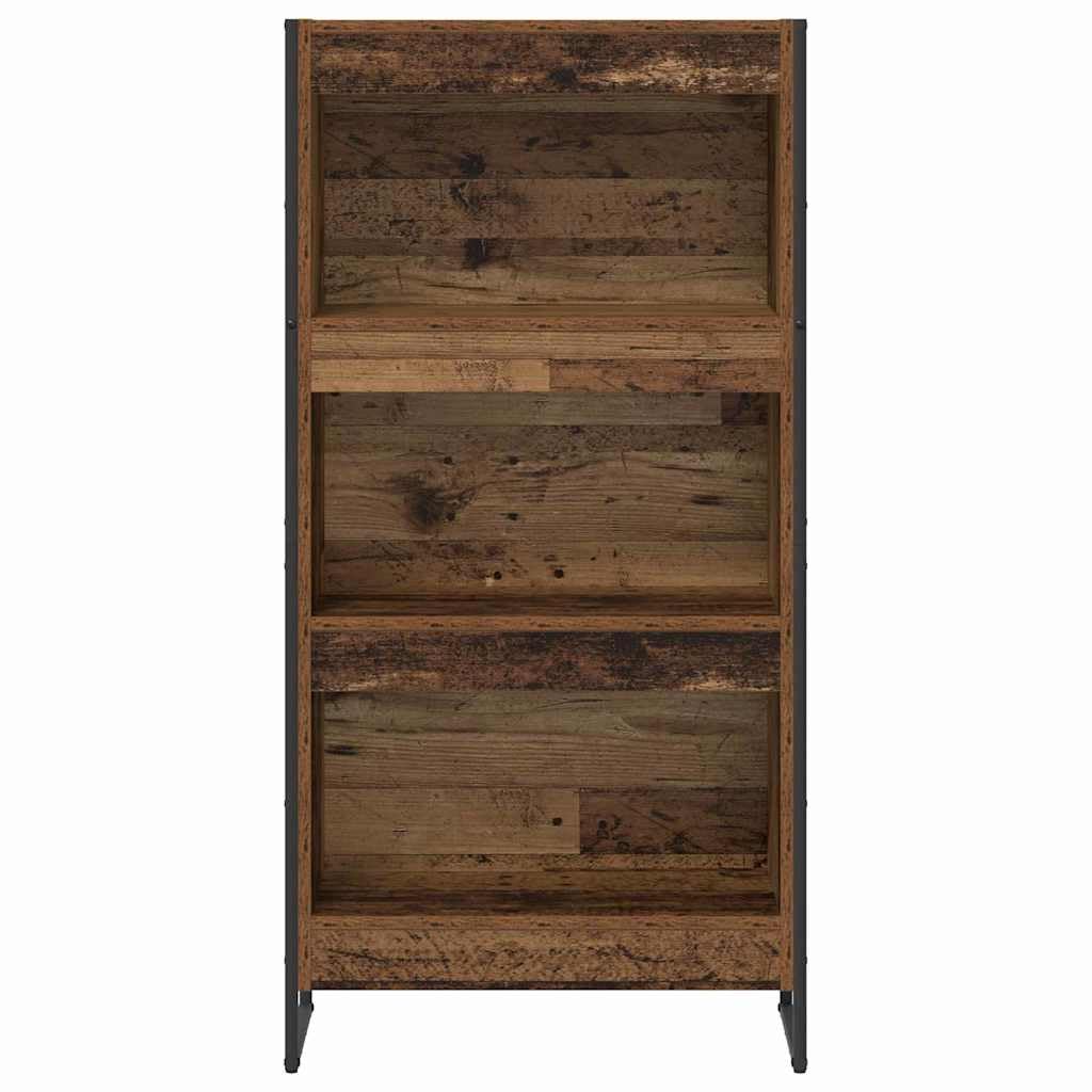 Regał na książki o wyglądzie starego drewna, 80 x 30 x 155 cm, materiał drewnopochodny, przemysłowy regał stojący z 3 półkami, wytrzymały regał na książki do salonu, sypialni, biura