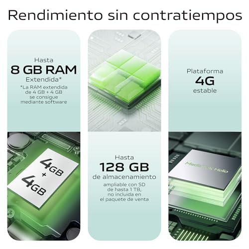 Y03, Teléfono Móvil 4 GB RAM + 128 GB ROM, Pantalla 6.56 Pulgadas 90 Hz, Batería 5000 mAh, Resistencia IP54, Cuerpo Delgado y curvatura 2.5D, Smartphone Android 14 - Imagen 6