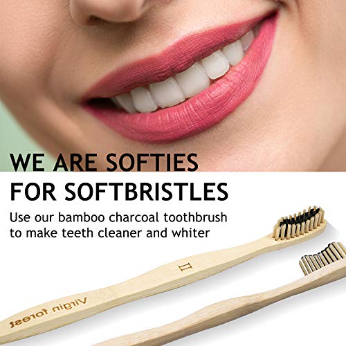 bambus zahnbürste, 6 Stück zweifarbiges holzzahnbürste set, biologisch abbaubare bambuszahnbürsten mit weichen Borsten, Holzzahnbürste mit großem Griff – Bild 7