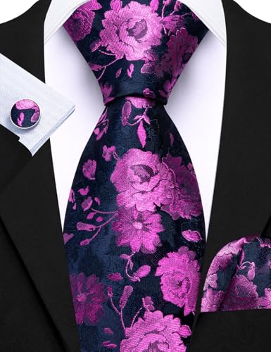 Image of Barry.Wang Men 6PCS Tie Silk Gift Necktie Clip Woven Tie Sets Party | Men Tie Classic Silk Gift Necktie With Tie Clip Jacquard Woven Neck Ties 6PCS Formal Wedding