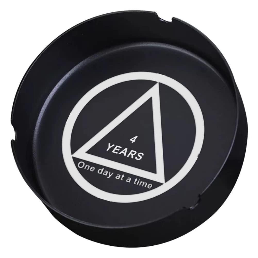 Inspirational AA NA Sobriety Gift, 4 Years Sober Recovery Milestone Ashtray, Alcoholics Anonymous Addiction Recovering Ash Tray for Cigarettes, Sobriety Collections Gifts for Friends Family