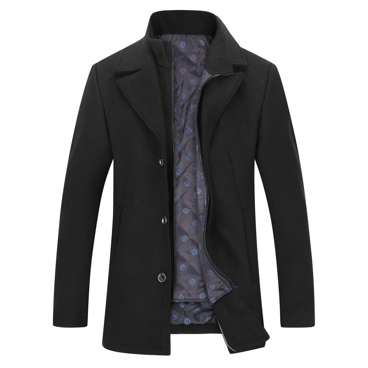 YOUTHUP Cappotto in Lana con Gilet da Uomo Invernale Cappotti Corto di Lana Casual Trench Coat