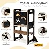 Labebe Torre de Aprendizaje para Niños, Montessori Learning Tower con Pizarra, 3 en 1 Plegable Multifuncional Torre de Aprendizaje, Protección Antivuelco Torre de Aprendizaje a Partir de 1 Año-Negro #3