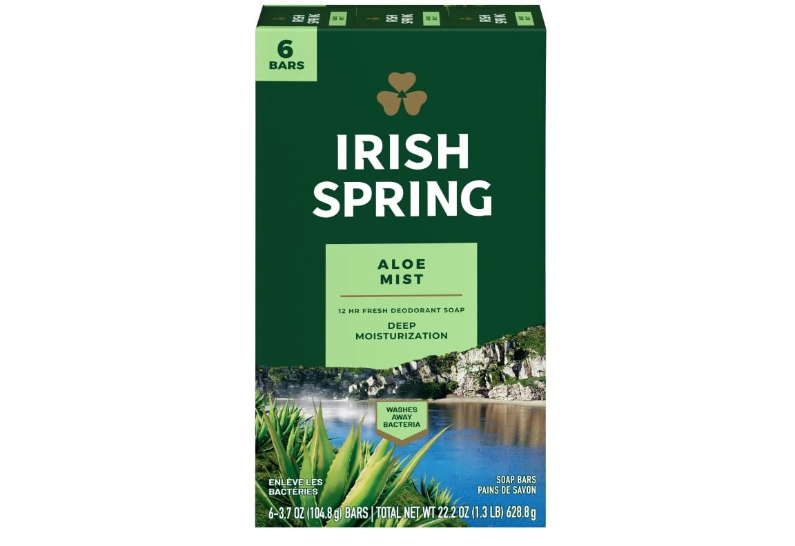 Irish Spring Aloe Mist Aloe Mist Deodorant Bar Soap, (6 count)