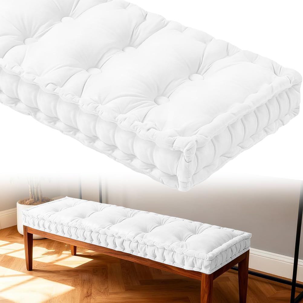 Cuscini spessi 10 cm, trapuntati, con maniglia, lavabili, per sedie a 2/3 posti, morbido e confortevole, cuscino per alzata da cucina, 200 x 40 cm, ideale per l'arredamento della casa