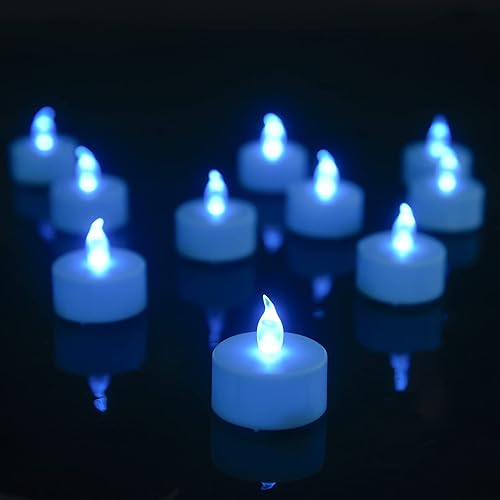 Velas LED de té, paquete de 50 velas azules sin llama, realistas y brillantes, parpadeantes, de larga duración, 200 horas para celebración de disponible en Yaxa El Salvador