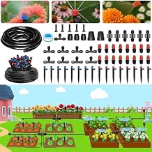 230FT Watering System for Outdoor Plants, Quick-Connect Drip Irrigation Kit for Garden with 1/2" & 1/4", Adjustable Nozzles & Sprinklers for Greenhouse, Raised Bed, Lawn, Flower Bed, Hanging Baskets