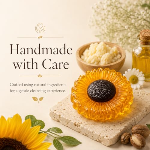 Image of Sunflower Brightening Soap for Men & Women | Vitamin C, Niacinamide & Glutathione, Dark Spot & Pigmentation Care, Daily Bath Soap, Paraben-Free Skin Care