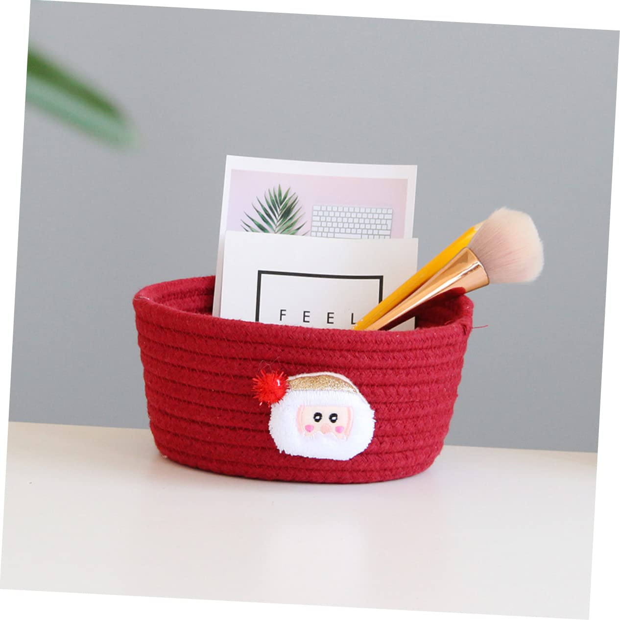 Ciieeo 3 Piezas Caja De Almacenaje Cesto De Ropa De Cuerda De Algodón Pequeña Cesta Tejida Cestas De Almacenamiento Tejidas Cesta De Vacía Cesta De Papá Noel De Algodón Rojo