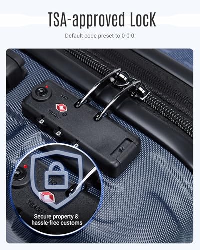 LIGHT FLIGHT Luggage Sets, 3 Piece Durable Suitcase Set with Spinner Wheels, 3 Pcs Hardside Lightweight luggage with TSA Lock, Large Checked Travel Suitcases, 20/24/28 Inch, Dark Blue