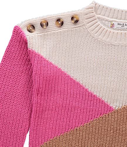 Jolie & Joy Girls Pullover Long Sleeve Crewneck Button Shoulder Knit Sweater3