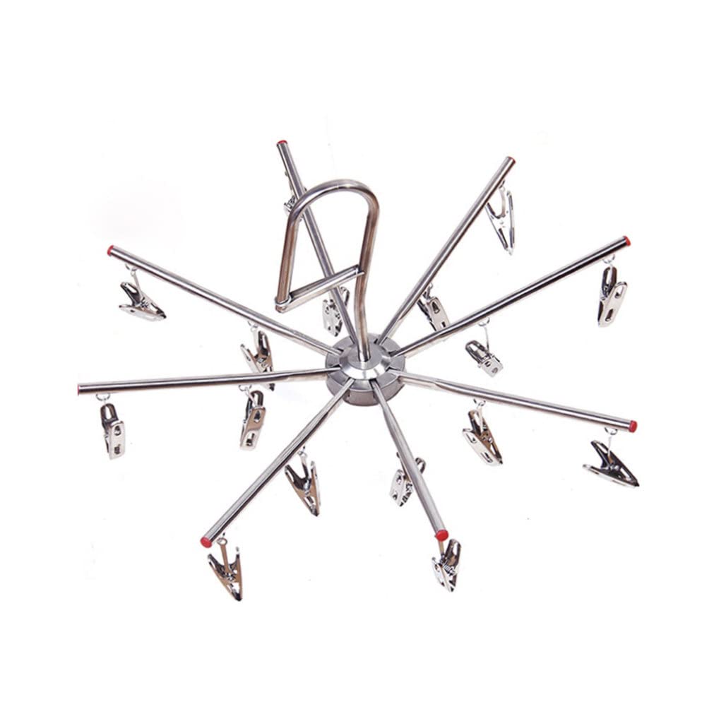 LMYSXAOZ Stainless Steel Hanging Drying Rack Laundry Drip Hanger with 16 Clips for Socks Baby Clothes Towel, Racks