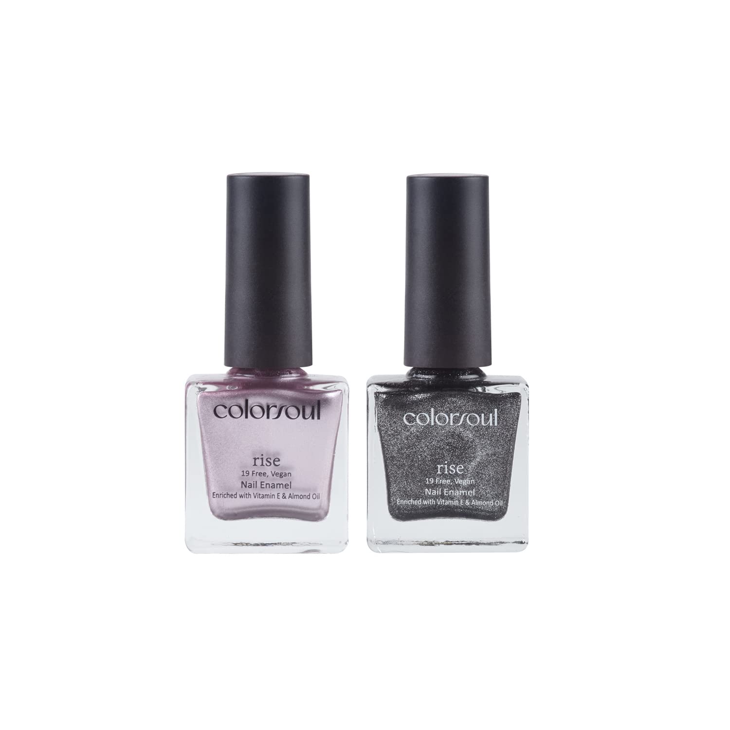 ColorSoul Rise Nail Enamel Pack of 2 Celestial Pink & Galactic Sparkle (R24,R22) 8 ml