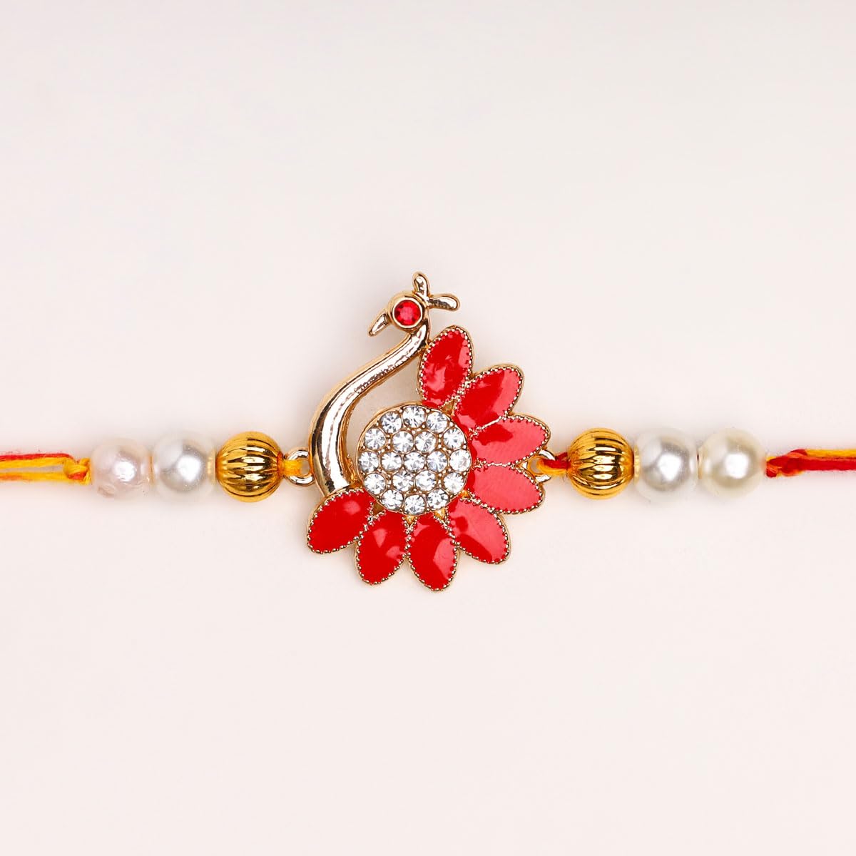 Enamel Peacock Rakhi with Pooja Thali - Pack of 1