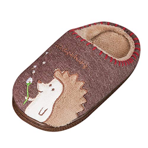 heavKin-Slippers 6M-5Y Toddler Boys Girls Fluffy Warm Slipper Cute Cartoon Non-Slip Comfort Home Slipper (ðŸ€Coffee, AgeðŸ’¦:6-9Months)