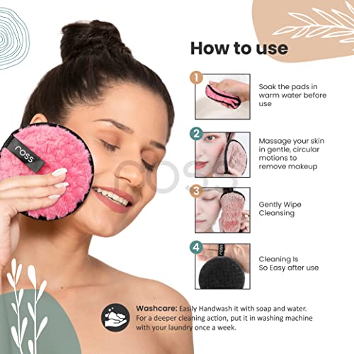 Ross-Reusable-Multipurpose-Makeup-Removal-Facial-Cleansing-Pads-Pack-of-2-Pink-Black-Facial-Makeup-Remover-Eye-Makeup-Remover-Foundation-Simple-Makeup-Remover-Safe-for-Dry-Sensitive-Skin